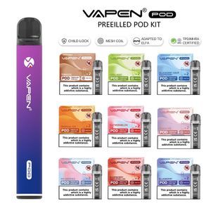 Authentique VAPEN Pod Kit jetable vape E Cigarette Starter Kits TPD MHRA CHILD LOCK 500mAh Batterie rechargeable 2,0 ml Pods rechargeables CE TPD certifié