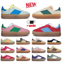 Lage top Bold Designer Dames Casual schoenen Roze blauw Gom Cream Collegiate Green Geel Mansel Wit Zwart Suede Leather Platform Sneakers Flat Dames Sports Trainers