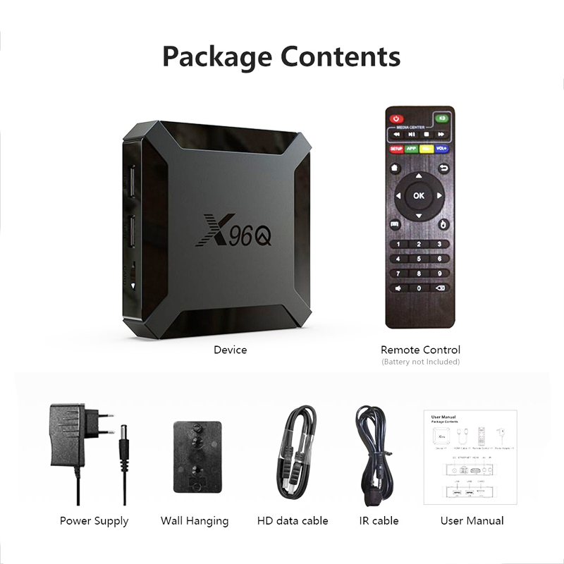 Authentic X96Q TV Box Android 10.0 H313 1GB 8GB 2GB 16GB Smart TV Box Quad Core 2.4G WiFi 4K SET Top Box