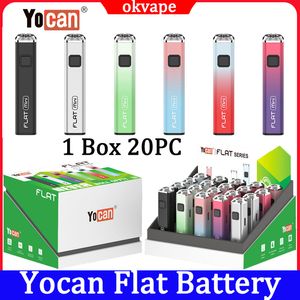 Authentieke Yocan Flat Mini Slim Plus batterij 350 mAh 400 mah 650 mah 900 mah Verwarm verstelbare spanning Vape-batterijen 6 kleuren voor 510 draadtankpen 20 stks / doos