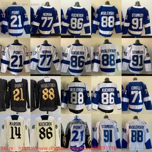 Homme Hockey sur glace 91 Steven Stamkos Jersey 21 Brayden Point Victor Hedman Nikita Kucherov Patrick Maroon Anthony Cirelli Andrei Vasilevskiy Maillots Équipe de points vierges