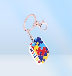 Autisme Awareness Identificatie Hanger Hondentag Stijl Puzzelstuk Patroon Hand Applied Email Colors ID Key Chains59113622234654