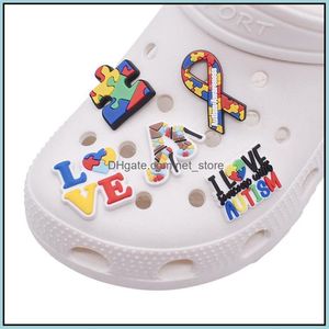 Concienciación sobre el autismo Puzzle Croc Charms para zapatos Decoraciones Accesorios Pvc Clog Wirstband Pulseras Charm Botones Regalo Niños Niño Niñas Adts Hombres