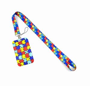 Autisme Awareness Puzzle Patroon Lanyard voor sleutelhalsband Lanyards Card ID Badge Holder Keychain Holder Keyring Accessoires