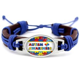 Autisme bewustzijn sterke kanker armbanden vlinder geel oranje roze lint lederen charme armbanden unisex vrouwen mannen Jewelry190s