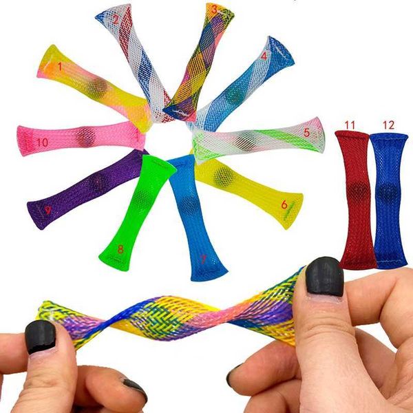 Bola de autismo Fidget Canicas TDAH Juguetes antiestrés Venta al por mayor Alivio sensorial Fidgets de mano Juguete Tubo de red con vidrio Antiestrés