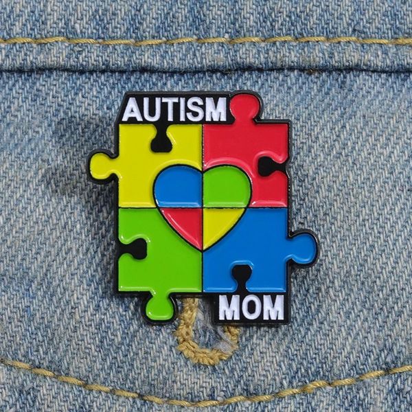 Citations autistes épingles en émail soins autistique maman enfants broche arc-en-ciel puzzle