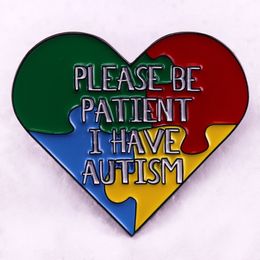 Autistische citaten Enamel Pins Care Autism Patiënt Kinderen Broche Rainbow Puzzle Pieces Rapel Badge Sieraden voor psychologische instellingen