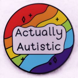 Autistische citaten Enamel Pin Care Autism Round Kids Broche Rainbow Puzzle Peckes Rapel Badge Sieraden voor psychologische instellingen