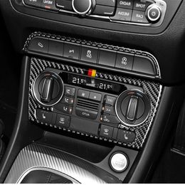 Auto Accessoires Intérieur En Fiber De Carbone Autocollant De Voiture Console CD Climatiseur Bouton Cadre Bandes Couverture Garniture pour Audi Q3 2013-2018327u