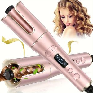 Automatische automatische strijkijzer Grote roterende ton Curling Wand met 4 temperaturen 3 timers LCD-scherm Krultang voor haarstyling, vakantiecadeau