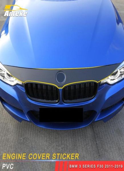 Accessoires de voiture automatique motif en Fiber de carbone moteur haut PVC autocollant protecteur couverture bricolage décoration pour BMW série 3 F30 20112019562718540483