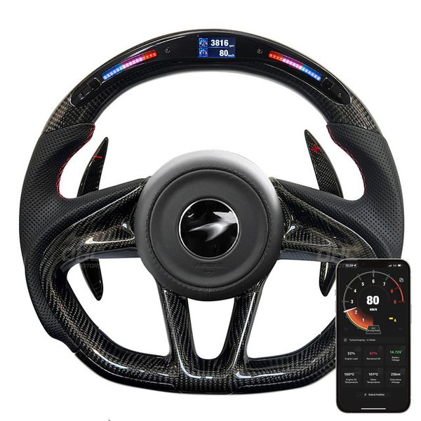 Volantes automáticos de fibra de carbono para McLaren 720, volante de carreras de rendimiento LED personalizado