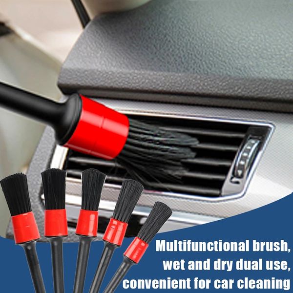 Brosse de détail automatique Set Force Brush pour la roue de roue en cuir de voiture Wash Car Nettoyage Détails Détails Brusser Kit de nettoyage de voiture