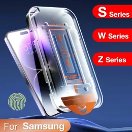 Protector de pantalla de eliminación de polvo automático para Samsung Galaxy S24 Ultra S23 S22 S21 Plus Kit de instalación fácil de vidrio templado para Galsxy Z Fold 5 2 3 4 + caja al por menor