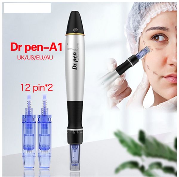 Auto Electric Ultima A1 Dr. pen Stamp Micro système d'aiguille Roller + 2 pcs Cartouches Skin Therapy Care Rajeunissement