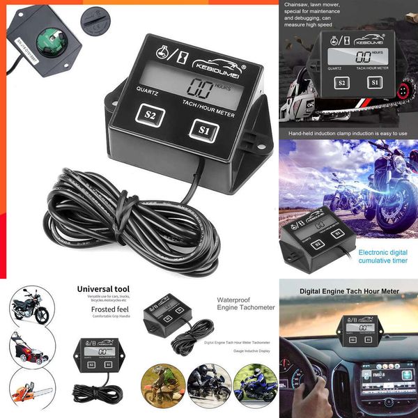 Electrónica para automóviles Temporizadores de motor digitales a prueba de agua para automóvil Contador de horas Tacómetro Medidor Pantalla LCD del motor para Moto Marine Boat Motor Motor de carrera