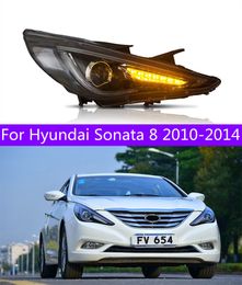 Lâmpada dianteira automática para hyundai sonata 8 2010-2014 led sinal de volta faróis diurnos substituição de luzes de cabeça de feixe alto