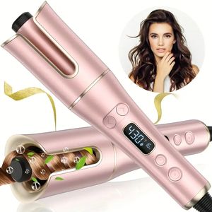 Rizador de cabello automático, varita de hierro rizado automático con 4 temperaturas 3 temporizadores visualización LCD, rizado de hierro con 1 