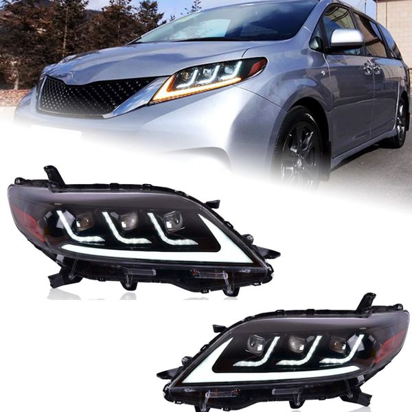 Faro delantero automático para faros delanteros de Toyota Sienna 2011-20 19 Sienna LED faro DRL señal Hid luces Bi Xenon