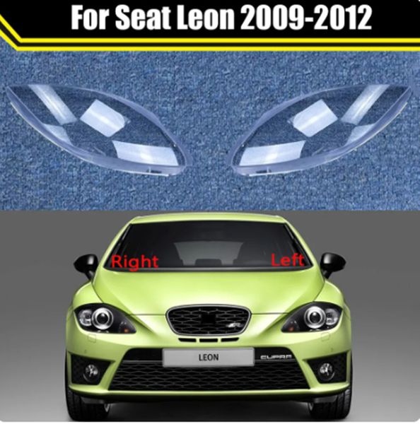 Étui de phare automatique pour Seat Leon 2009 – 2012, couvercle de phare avant de voiture, coque de lampe en verre, capuchons de lentille, abat-jour