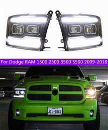 Conjunto de faros de coche para Dodge RAM 1500 2500 3500 5500 2009-20 18 accesorios de lámpara de xenón de señal de giro luces diurnas mejoradas
