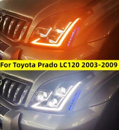 Auto Koplampen voor Toyota Prado LC120 2003-2009 LED Lens Koplampen Grootlicht Richtingaanwijzer Running Light