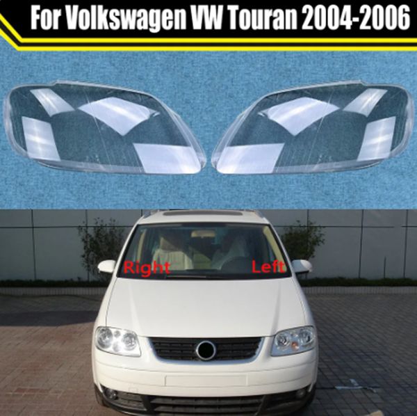 Lampe d'éclairage automatique pour Volkswagen VW Touran 2004 – 2006, couvercle de phare de voiture, lentille, coque en verre, abat-jour Transparent