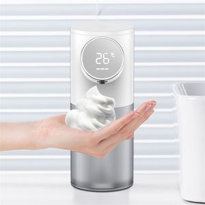 Auto Liquid Soap Foam Dispenser Oplaadbaar met Temperatuur Display Touchless Sensor Smart Hand Sanitizer Machine voor Badkamer 211206