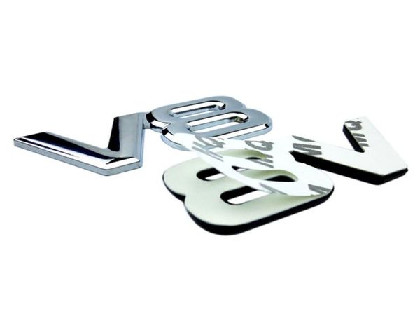 Auto Metal Alloy 3D V8 Logo Moteur Déplacement du tronc arrière Badge de voiture arrière Chrome V8 Emblème de l'aile latérale Sticker Car Styling5305919