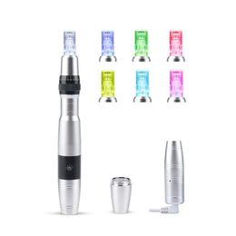 Auto Microneedling Derma Pen LED Photon Derma Stamp Micro Needle Dermapen DP17 Renovación de la piel con 6 piezas Cartuchos Air Express Delivery