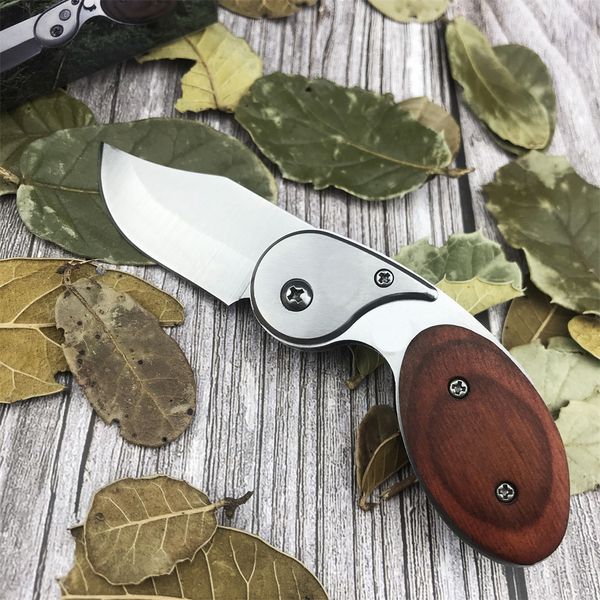 AUTO Mini cuchillo de bolsillo plegable EDC cuchillo mango de madera con clip de bolsillo cuchillo auxiliar automático adecuado para acampar supervivencia Cool Gadgets para hombres y mujeres 3300