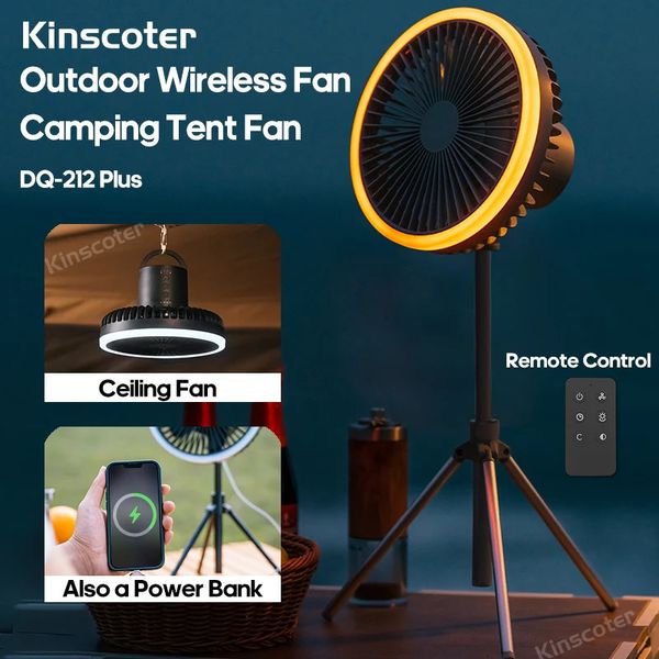 Oscillation automatique 10000mAh ventilateur de tente de camping Bureau de bureau portable Plafond sans fil électrique avec télécommande 240424