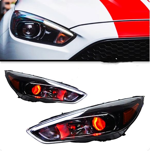 Piezas de automóvil para Ford Focus RS Styling 20 15-20 18 luces LED diurnas de ojo malvado rojo proyector Dual DRL Accesorios para coche