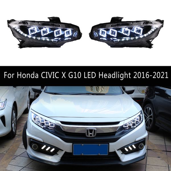 Pièces d'auto lampe frontale feux de jour Streamer clignotant indicateur pour Honda CIVIC X G10 phare LED assemblée 16-21