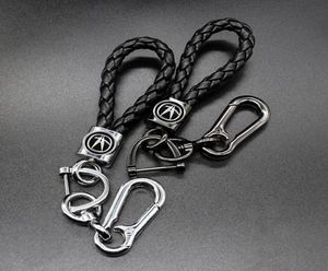 Auto-onderdelen Metalen 360 graden roterende sleutelhanger 3D Business Lederen gevlochten touw sleutelhanger voor Acuralogo Keychains7761066