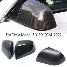 Auto -onderdelen achteruitkijk spiegelbedekking Real Dry koolstofvezelauto Buitenaanzicht spiegels Cover zijdoppen voor Tesla Model 3 Y S X