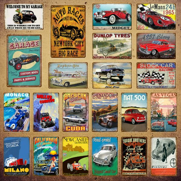 Races automobiles New York City Metal Plate Car Tin Sign Affiche vintage Mur art peinture décorative Plaque Bar Pub Garage Decor Yi-182