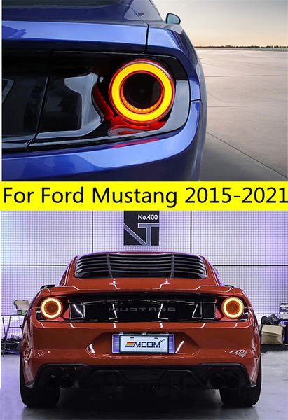 Lámpara trasera de coche para Mustang, luz trasera LED 15-21, estilo Ford GT, luces traseras de coche, señal de giro, freno antiniebla, luces de circulación diurna
