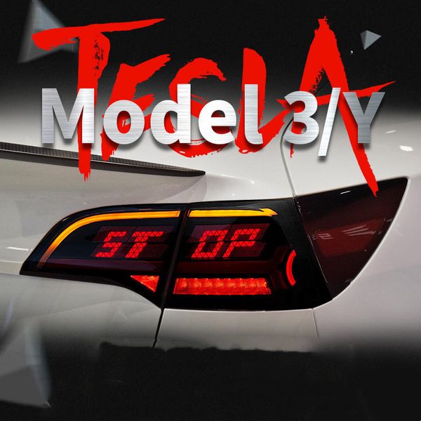 Luz trasera automática para Tesla Model3, montaje de luz trasera, modelo Y modificado, píxel OLED, luz de marcha, luces de señal de giro de flujo
