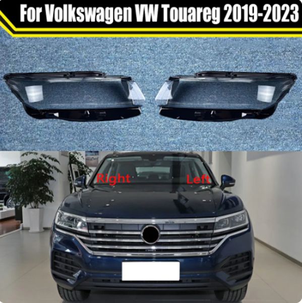 Boîtier de lampe Transparent pour Volkswagen VW Touareg 2019 – 2023, couvercle de lentille en verre pour phare avant de voiture