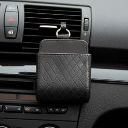 Auto ventilatie Outlet Trash Box Auto opbergzak Air Vent Dashboard Organisator Box Glazen Telefoon PU Holder Finisher Styling Bag