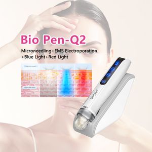 Auto Draadloze Derma Pen EMS Microneedlng Bio Pen Q2 Elektroporatie LED Lichttherapie Collageen Regeneratie Haargroei Huidverzorging Apparaat
