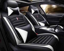 Autocovers Accesorios de coche de ajuste universal Funda de asiento interior para sedán SUV Cuero de PU duradero Juego completo ajustable de cinco plazas 5pc9120896