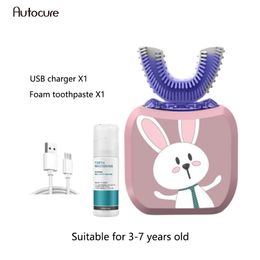 Autocure 2020 Toothbrush Silicone U-shaped Silicone Ultrasonic Baby Rechargeable Lazy Whitening Children's Electric Toothbrush