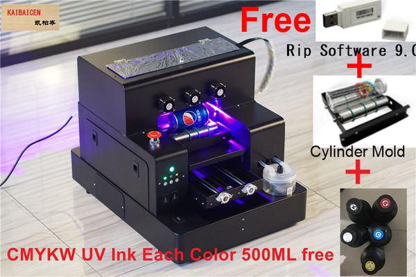 La impresora automática A3 UV Flat y Cylinder Ink Winter Printer 3D Effect 3D Effect Plastic/TPU/ABS/Acylic/Metal Bottle y Case con formato UVV sin tinta UV pueden imprimir barniz directamente