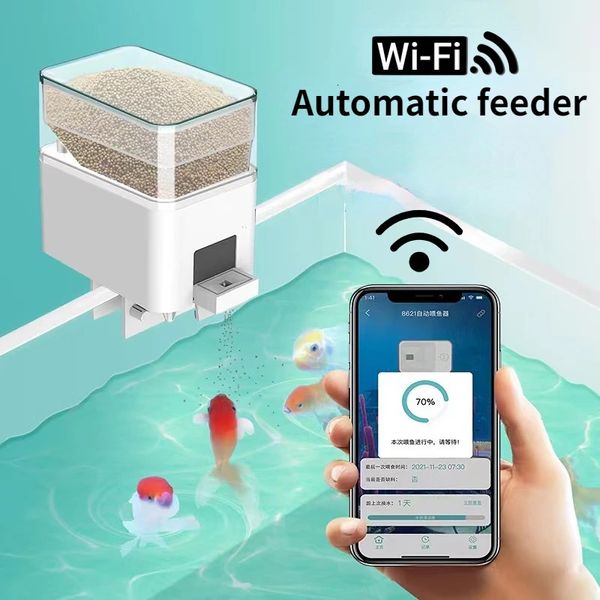 Alimentador automático de tanque de peces de acuario Temporizador/Wifi Aplicación inalámbrica para teléfono inteligente Altavoz inteligente Control remoto por voz Alimentación de peces 240314