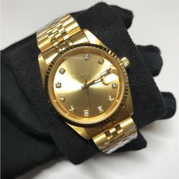 Automático Asia 2813 Relojes de lujo Oro amarillo Hombres mujeres Datejust 36 mm Relojes de barrido Deslizamiento suave Agujas luminosas de segunda mano 278G