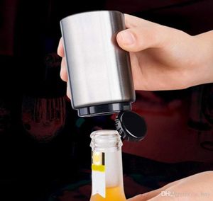 Automatische bierflesopener met magnetische dop roestvrijstalen cap catcher push omlaag Pop Top Kitchen Bar Tools Accessoires2581797