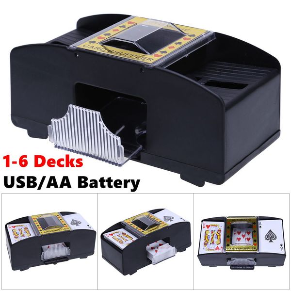 Máquina Shuffler automática USB/Deck Professional Card Deck es de 1 a 6 mazos de cartas Negro para juegos de Juego de tableros